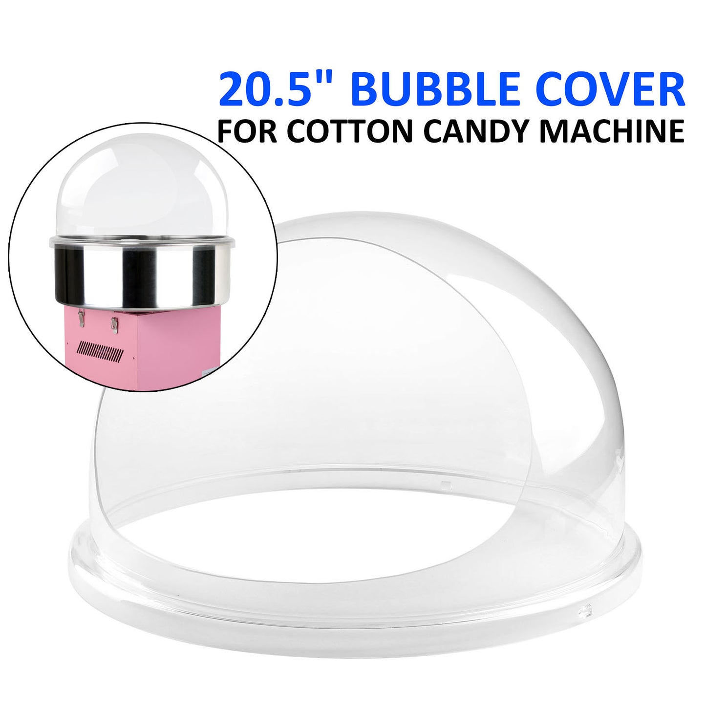VEVOR Candy Machine Bubble Shield 20.5 Inch Clear Plastic Cotton Candy Cover For Commercial Candy Maker Machine