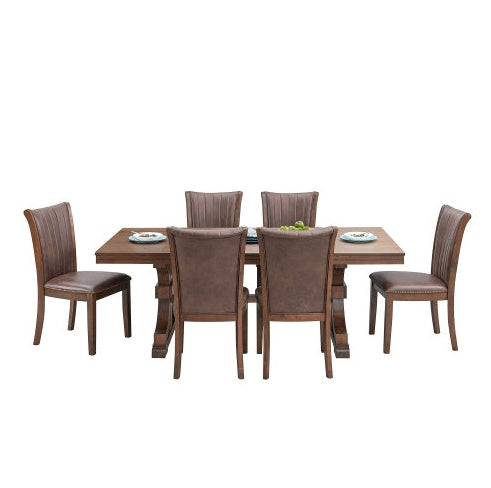 Rectangular Rubber Wood Dining Table with wooden Tresle