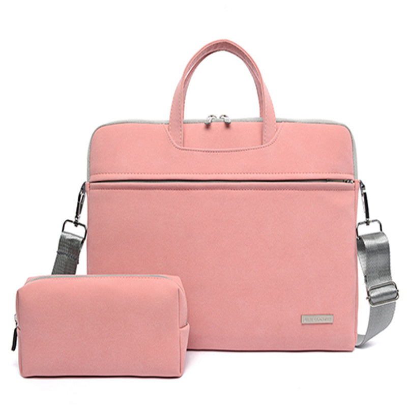PU Leather Women Laptop Bag for Notebook and Macbook with Mouse Bag