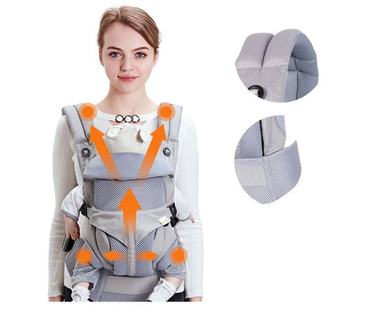 Omni 360 Baby Sling Wrap Carrier- Cotton Knitted Plain Travel Beach Carrier for 0-48 Months