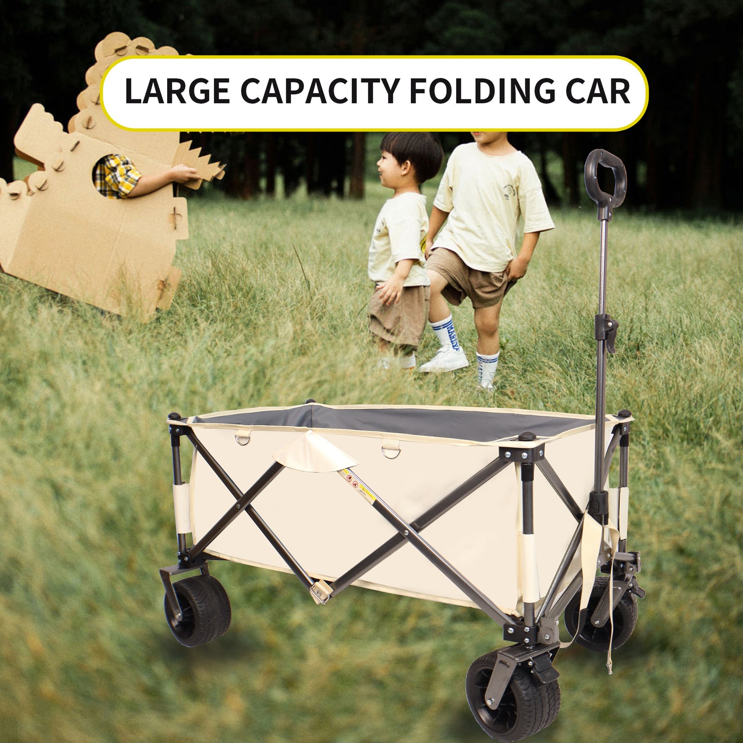 Folding Van, Heavy-duty Practical Beach Cart For Sand, With Large Wheels, Adjustable Handles And Drink Holders, Suitable For Shopping, Camping, Gardening And The Outdoors