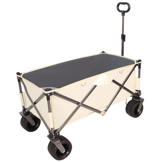Folding Van, Heavy-duty Practical Beach Cart For Sand, With Large Wheels, Adjustable Handles And Drink Holders, Suitable For Shopping, Camping, Gardening And The Outdoors