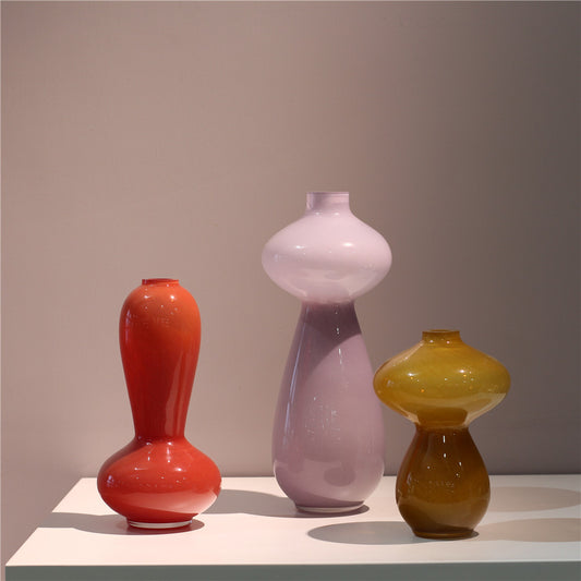 Caramel Small Mouth Glass Flowerpot And Flower Vase Ornaments