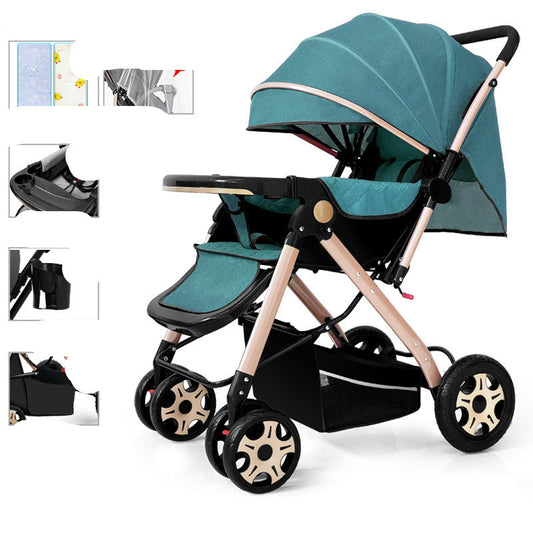 Lightweight Baby Stroller - Sit & Lie Down, Foldable with Shock Absorption