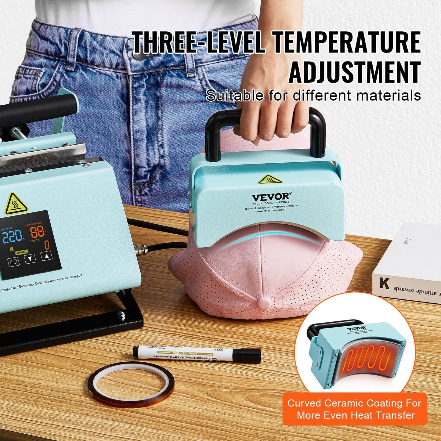 VEVOR 2 In 1 Tumbler And Hat Heat Press Machine Heat Machine For Caps Hats Mugs
