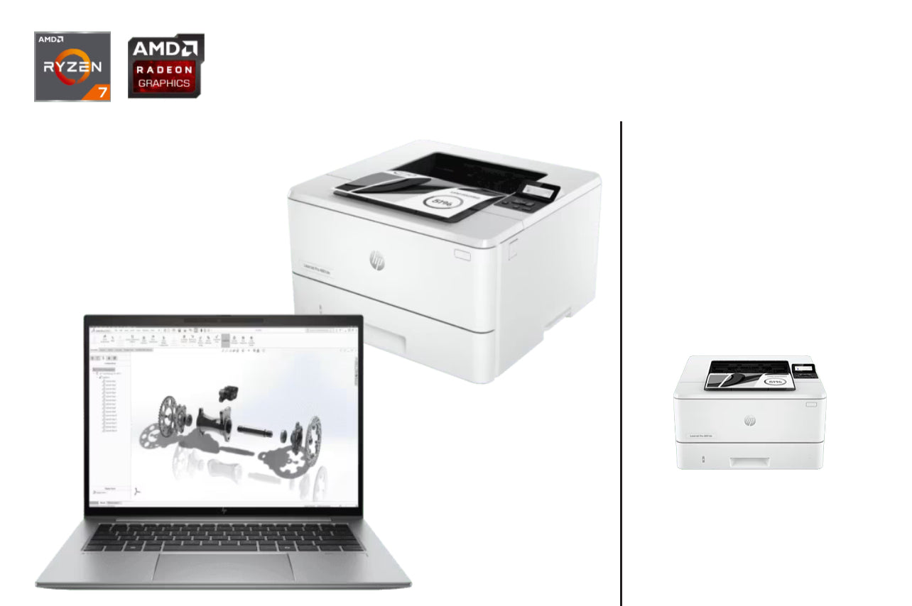 HP ZBook Firefly 14 inch G11 Mobile Workstation PC, Silver + HP LaserJet Pro 4001dn Printer A71DMPT-BN4