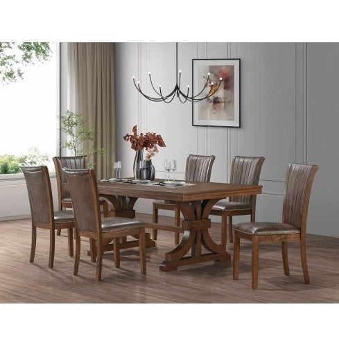 Rectangular Rubber Wood Dining Table with wooden Tresle