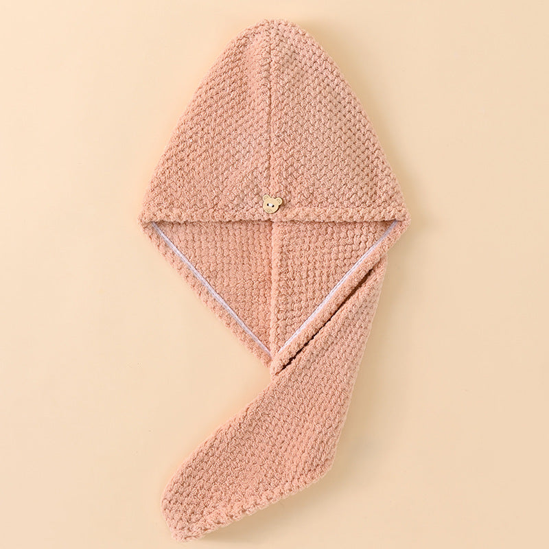Coral Velvet Cartoon Embroidery For Woman With Dry Hair Hat