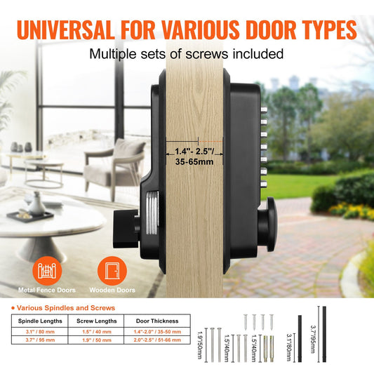 VEVOR Mechanical Keyless Entry Door Lock, 14 Digit Keypad, Outdoor Gate Door Locks Set With Surface-mounted Latch, Water-proof Zinc Alloy, Keypad And Knob, Easy To Install, For Garden, Garage, Yard