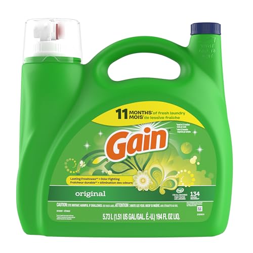 Gain Liquid Laundry Detergent, Original Scent, 194 fl oz, 134 loads, Freshness + Odor Fighting, Laundry Detergent Liquid Soap