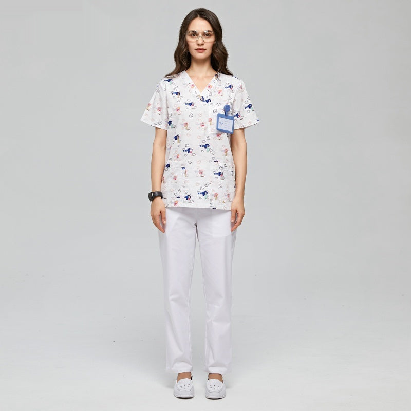 Polyester Cotton Printed Doctor and Nurse Work Uniforms