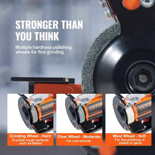 VEVOR Bench Polisher & Buffing Machine For Metal Jewelry Wood - With Wool & Abrasive Wheels, 100 Tools, 3590RPM