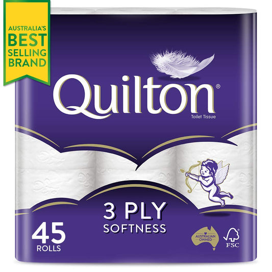 Quilton 3-Ply Toilet Tissue 45 pack (9 x 5 rolls)