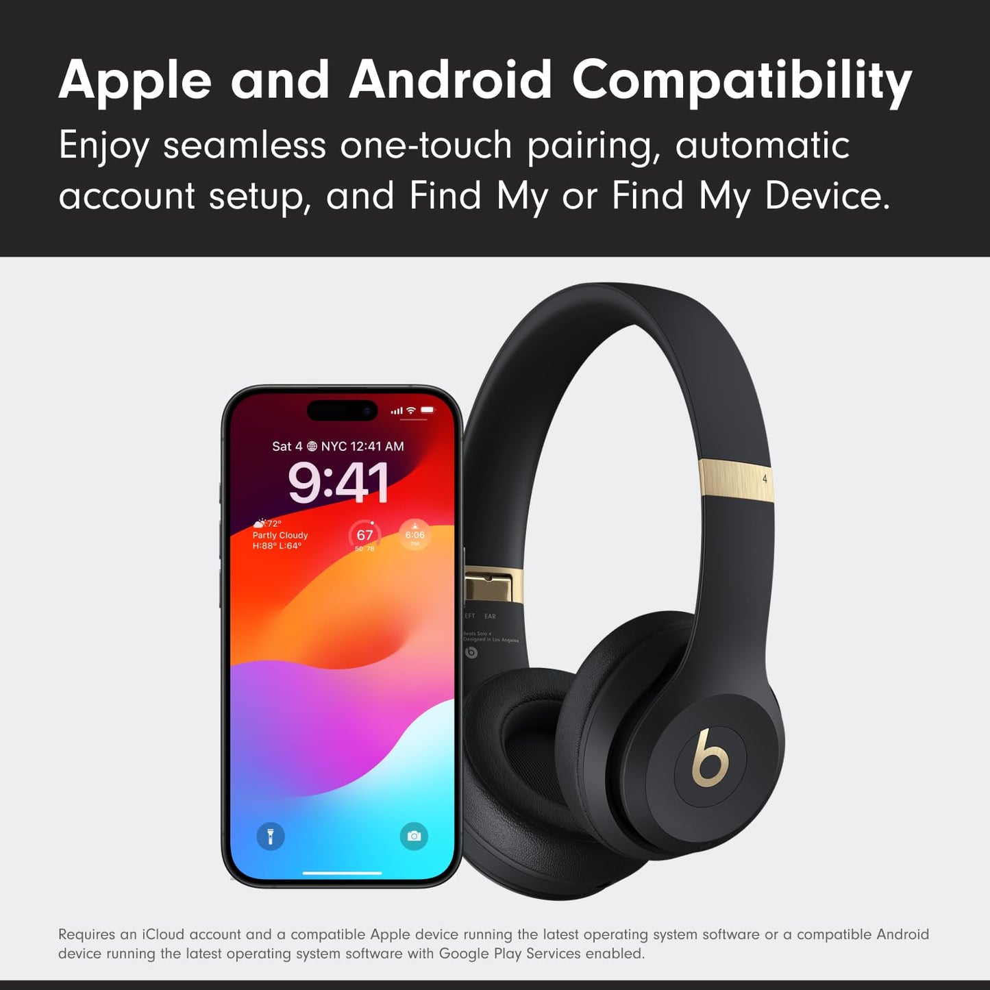 Beats Solo 4 Wireless Headphones with 20W Power Adapter - Black & Gold
