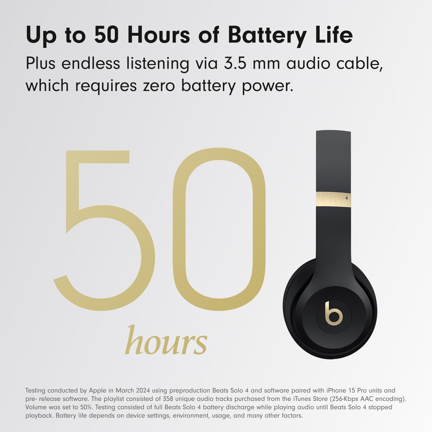 Beats Solo 4 Wireless Headphones with 20W Power Adapter - Black & Gold
