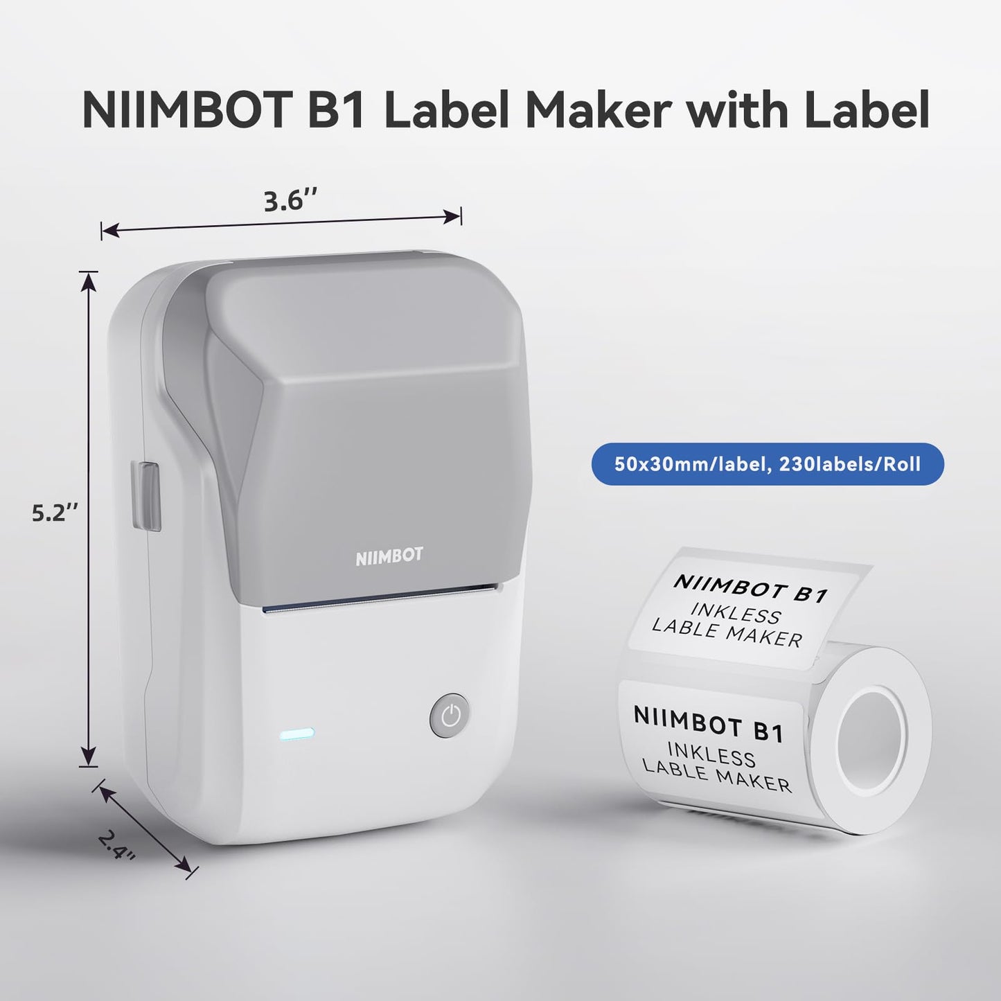 NIIMBOT B1 Label Maker, Thermal Label Printer, Mini Label Maker Machine with Tape, Small Sticker Printer with Auto Identification, Bluetooth Labelling Machine for Office, Home, Business