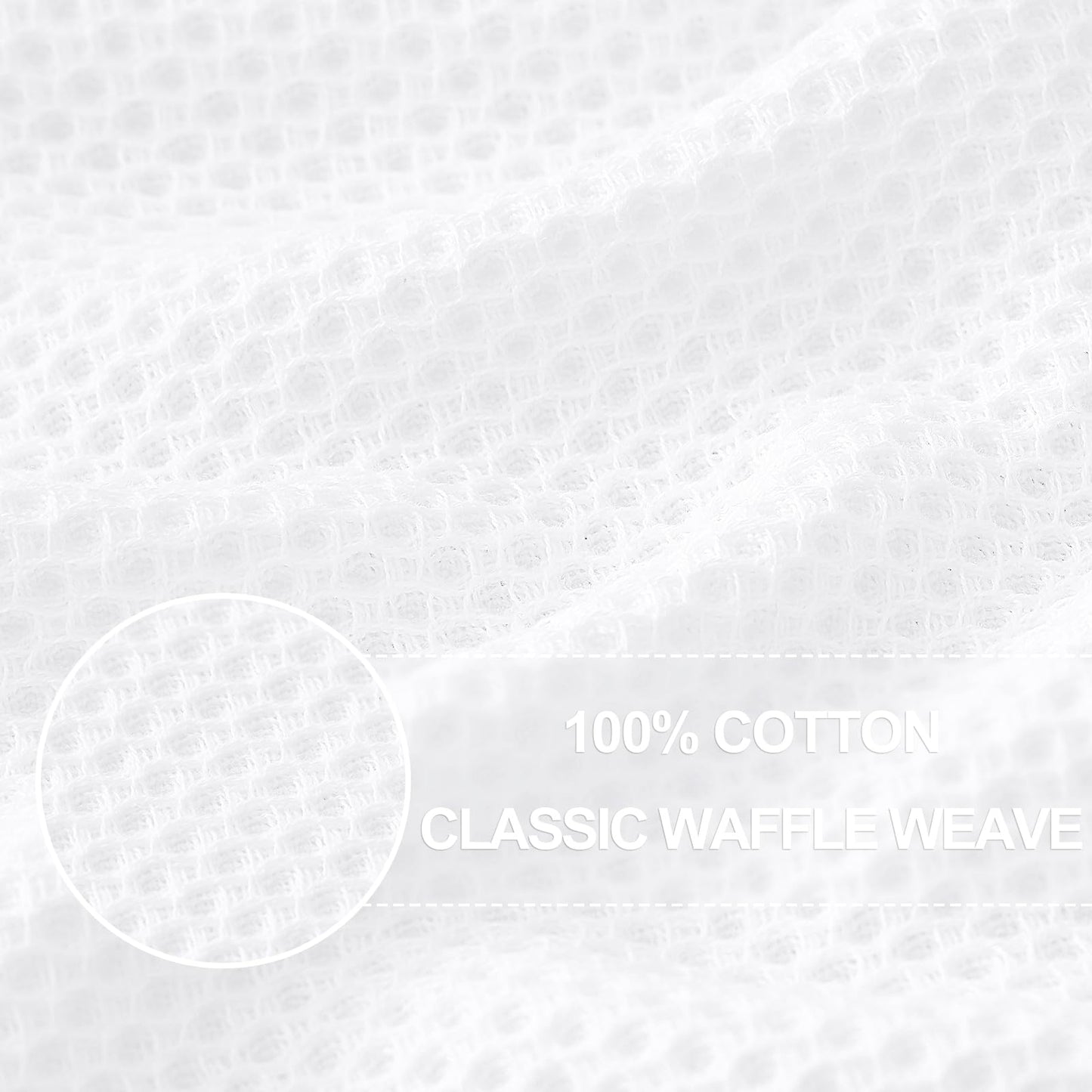 100% Cotton Waffle Weave Kitchen Dish Cloths, Ultra Soft Absorbent Quick Drying Dish Towels, 12 x 12 Inches, 6-Pack, White