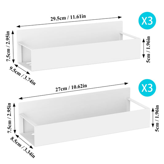 6 Pack Magnetic Spice Storage Rack Organizer for Refrigerator and Oven, White Fridge Organizers and Storage