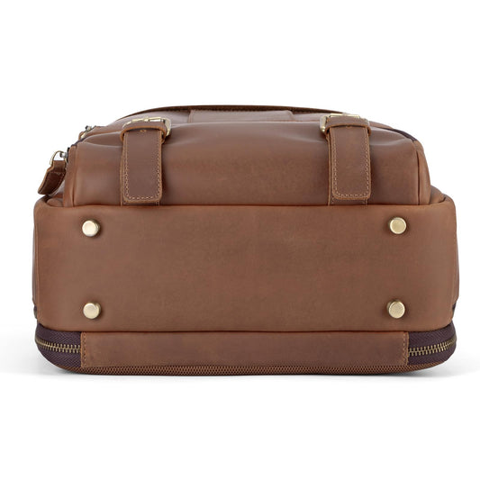 Tzowla Leather Laptop Backpack for Men,Bag for Women,Business Travel Work Rucksack Fits 15.6 Inch Laptop,Bookbag with USB and Type-C Charging Port-Brown