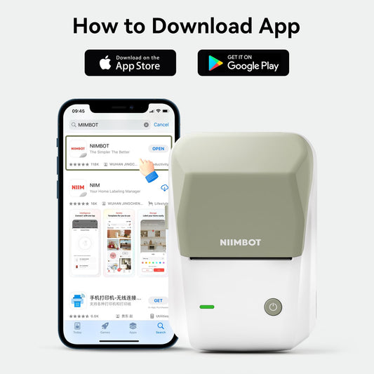 NIIMBOT B1 Label Maker, Thermal Label Printer, Mini Label Maker Machine with Tape, Small Sticker Printer with Auto Identification, Bluetooth Labelling Machine for Office, Home, Business, Green