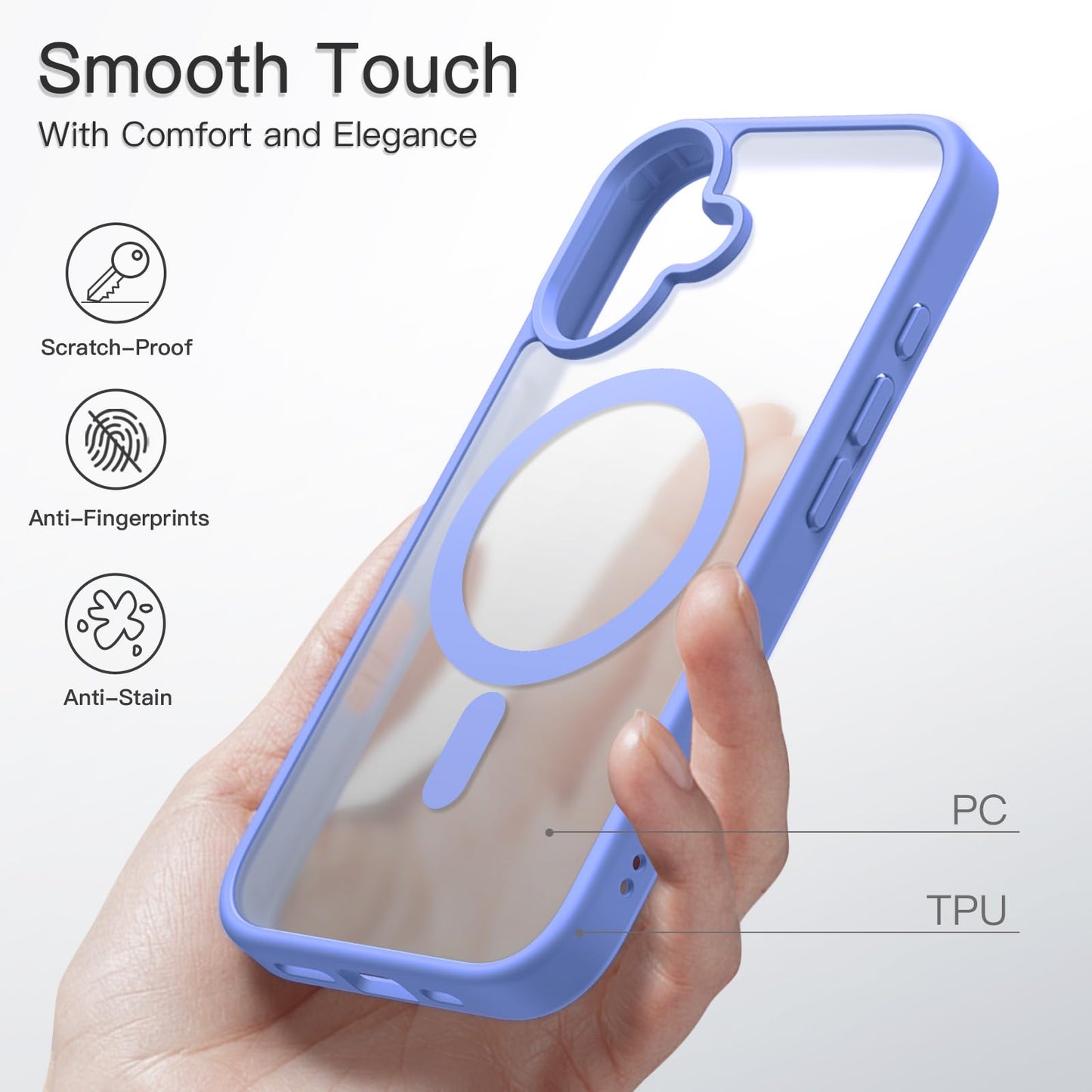 JETech Magnetic Case for iPhone 16 Plus 6.7-Inch Compatible with MagSafe, Translucent Matte Back Slim Shockproof Phone Cover (Ultramarine)