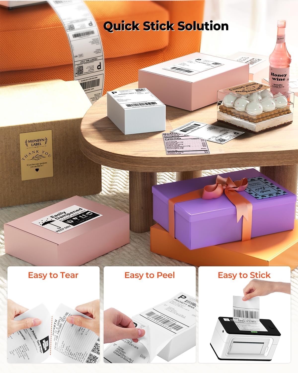 MUNBYN Thermal Direct Shipping Label (Pack of 500 4x6 Fan-Fold Labels) - Commercial Grade…