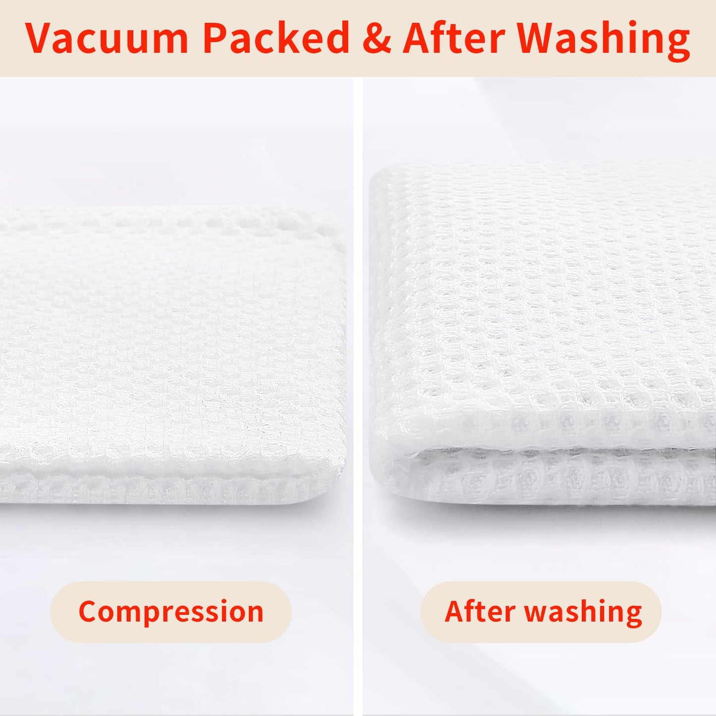 100% Cotton Waffle Weave Kitchen Dish Cloths, Ultra Soft Absorbent Quick Drying Dish Towels, 12 x 12 Inches, 6-Pack, White