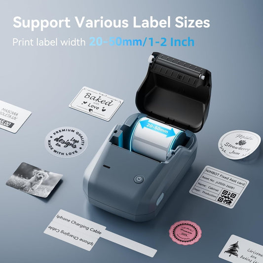 NIIMBOT B1 Label Maker Machine with Tape, Label Printer with 3 Rolls Label Paper, 50x30mm 50x80mm 50x50mm Round Label for Office Supplies, Home, Business