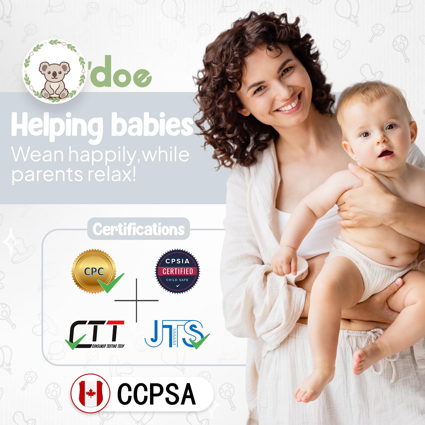 O'doe 11-Piece BPA-Free Silicone Baby Feeding Set | Thick & Soft Suction Plates, Baby Bowls, Wooden Fork & Spoon, and More | Make Mealtime Fun and Easy for Your Little One (Grey, V1)