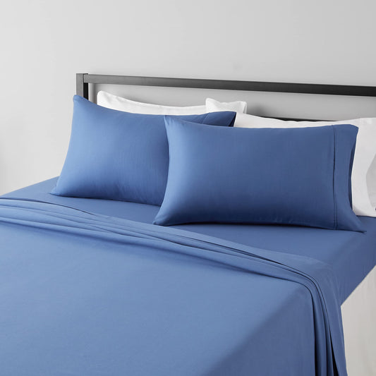 Lightweight Super Soft Easy Care Microfiber 4-Piece Bed Sheet Set with 14-Inch Deep Pockets, Comfortable Sheets, Full, Dutch Blue, Solid