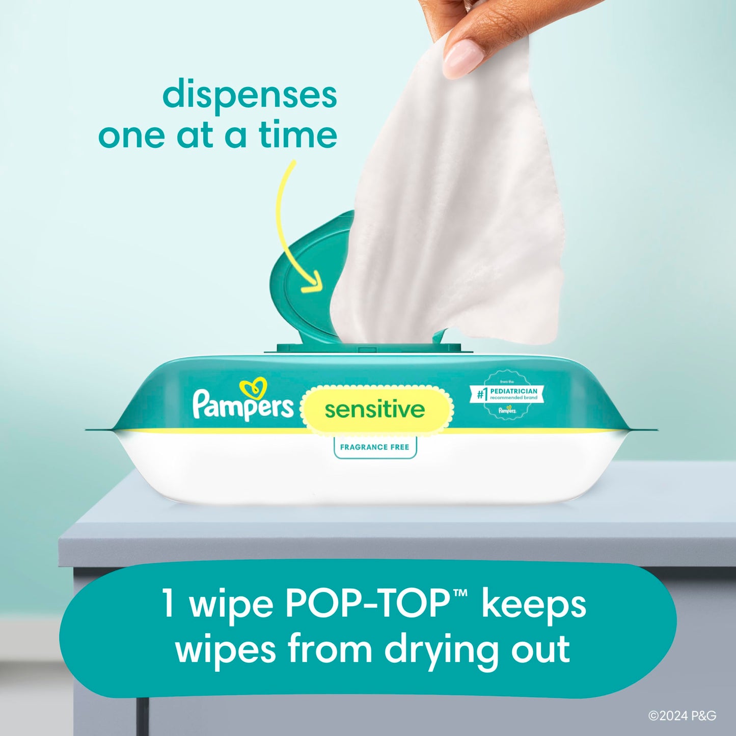 Pampers Baby Wipes Sensitive Perfume Free 3X Refill Packs 192 Count