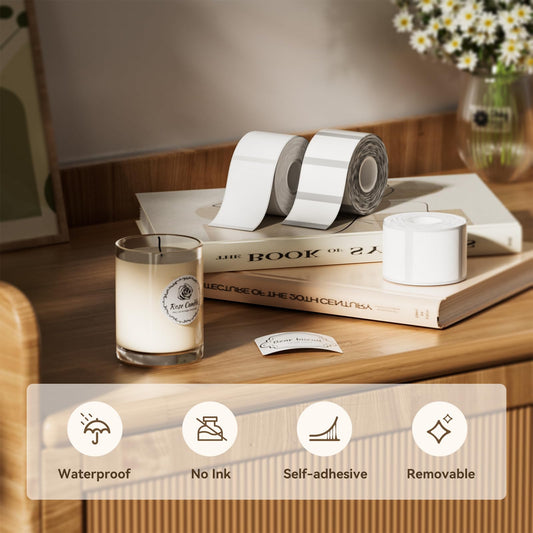 NIIMBOT Labels 3 Rolls Set for B1/B21/B3S Sticker Printer, 40x30mm (1.57'' x 1.18'') 230 Labels/Roll, Refill Labeling Tape for Home School Office Small Business (Clear)