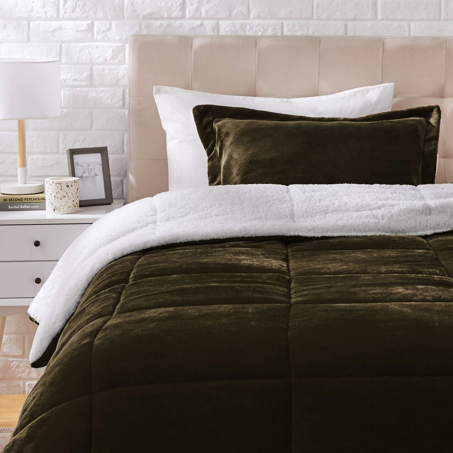 Ultra-Soft Micromink Sherpa Comforter Bed Set - Chocolate, Twin