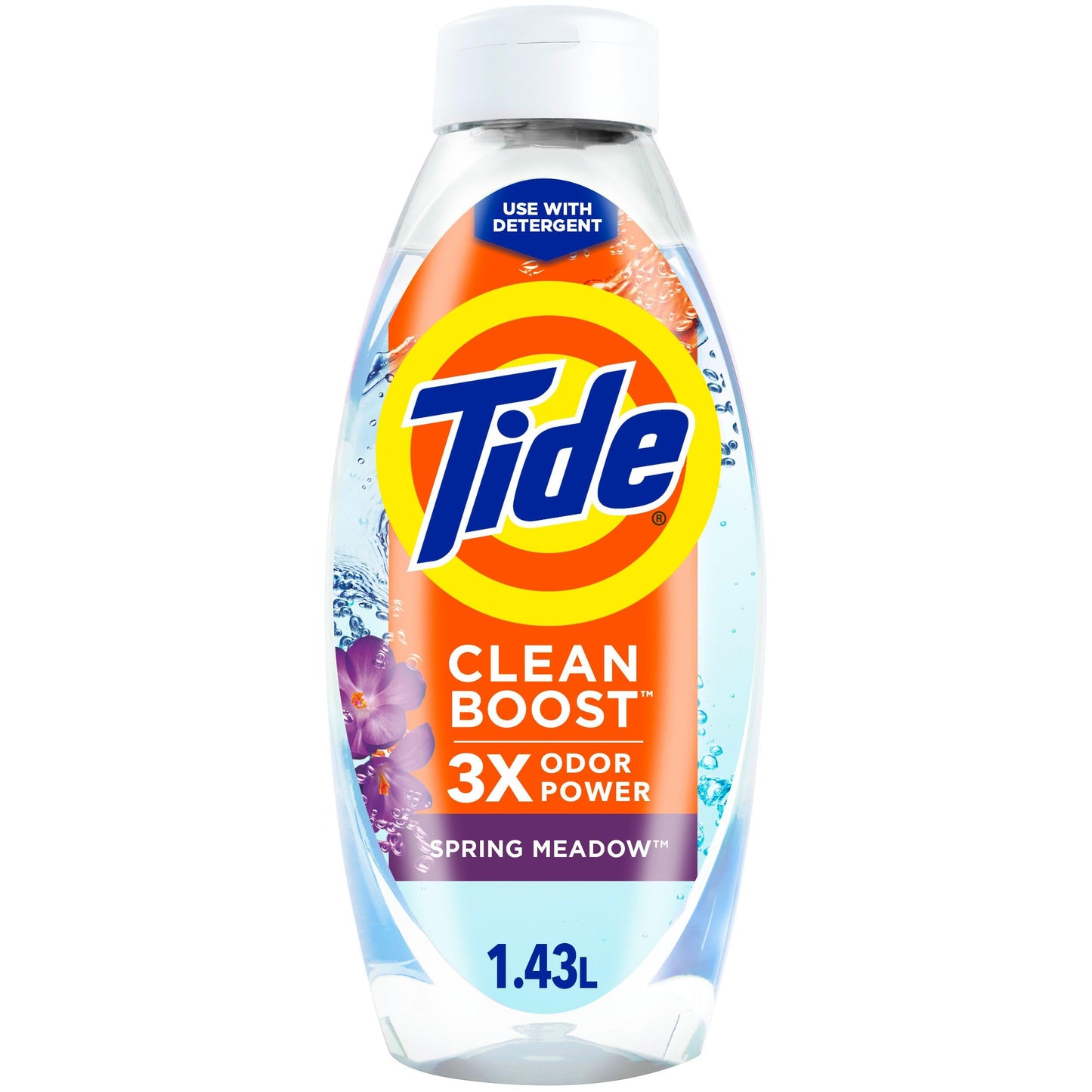 Tide Clean Boost Fabric Rinse, Removes Odours and Residues, Safe on All Fabrics, Free of Dyes and Heavy Perfumes, Spring Meadow Scent, 1.43L
