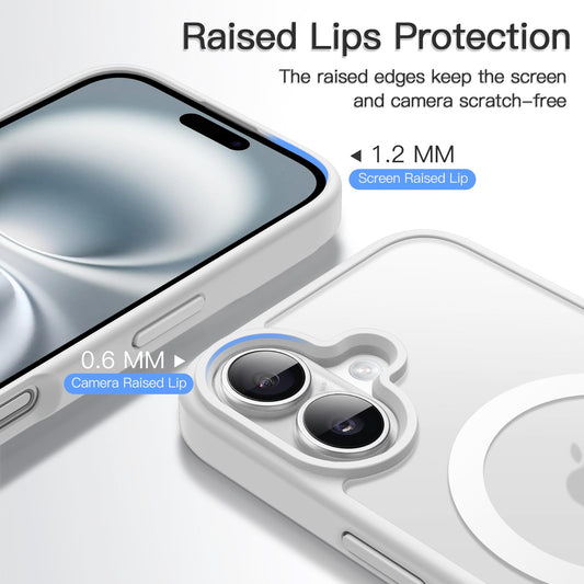 JETech Magnetic Case for iPhone 16 Plus 6.7-Inch Compatible with MagSafe, Translucent Matte Back Slim Shockproof Phone Cover (White)