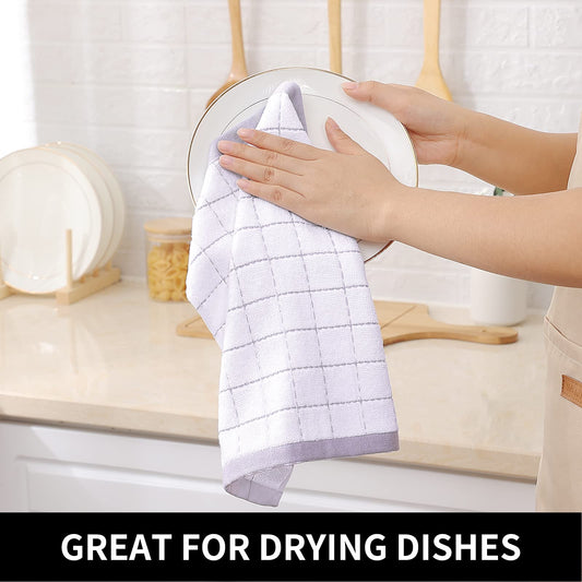 100% Cotton Terry Kitchen Dish Cloths, Ultra Soft and Absorbent Dish Towels for Kitchen, Suitable for Drying and Washing Dishes, 6 Pack, 12 x 12 Inches, White