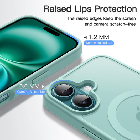 JETech Magnetic Case for iPhone 16 Plus 6.7-Inch Compatible with MagSafe, Translucent Matte Back Slim Shockproof Phone Cover (Teal)