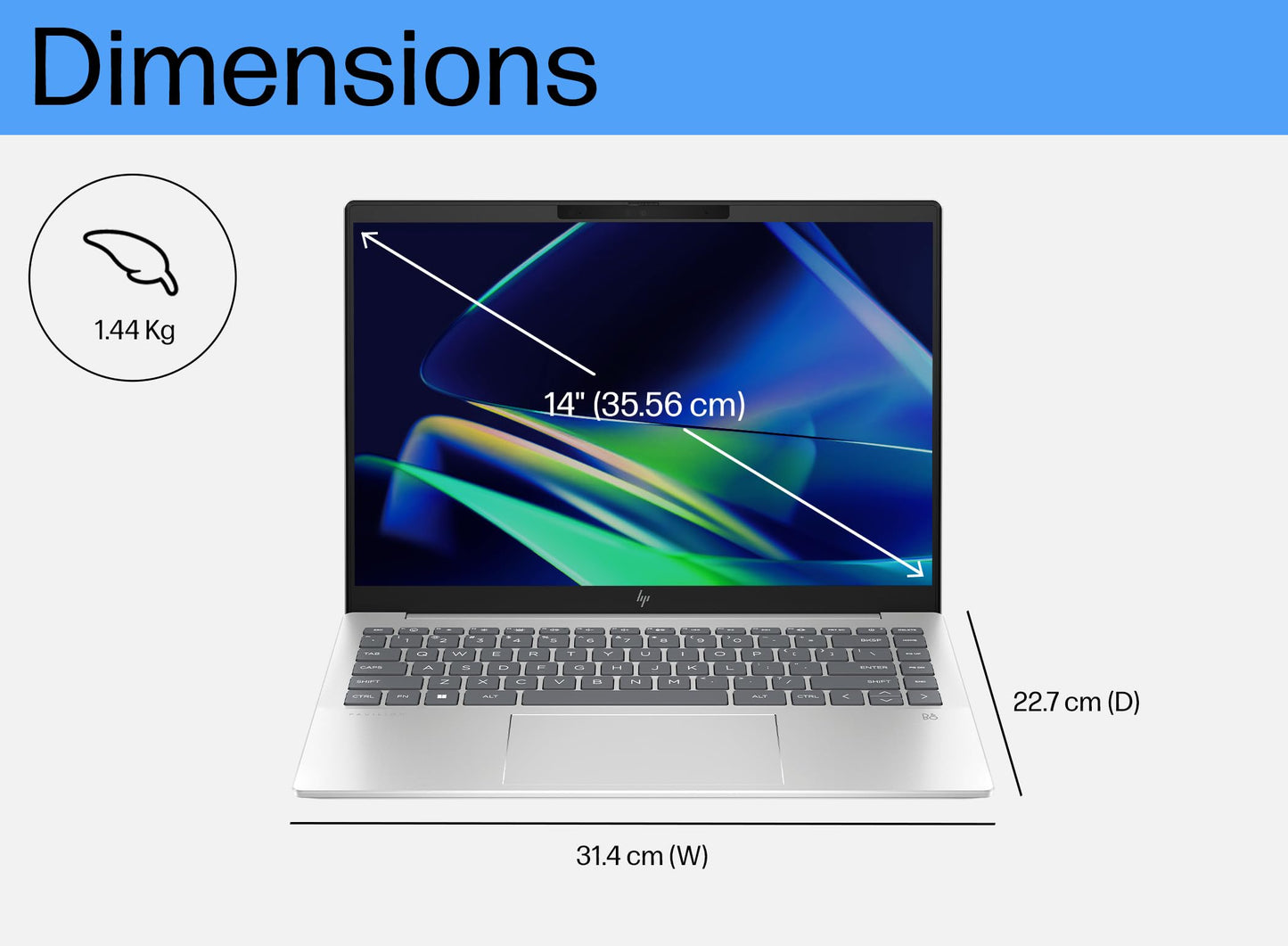 HP Pavilion Plus 14" Laptop, 14-inch 2.8K OLED Display, Intel Core Ultra 7 155H Processor, 16GB RAM, 512GB SSD, Intel Iris Xe Graphics, Windows 11, Lightweight, Long Battery Life, Silver, B22Z2PA