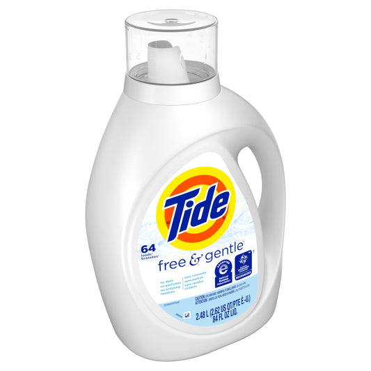 Tide Free & Gentle Liquid Laundry Detergent, HE Compatible, 64 Loads, 2.48L