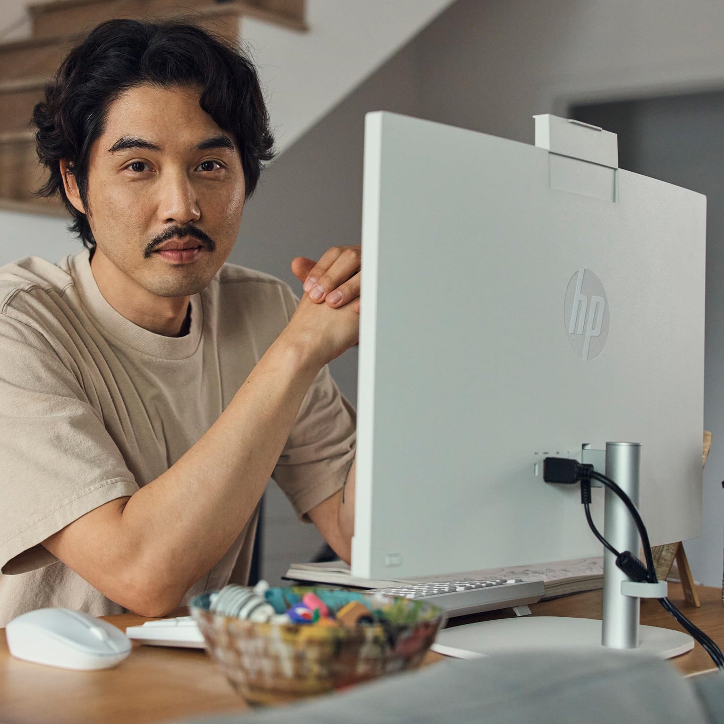 HP All-in-One Desktop PC, 23.8" FHD IPS Display, Intel Core Ultra 5 Processor, 8GB RAM, 512GB SSD, Windows 11 Home, Dual Speakers, HD Camera, Wi-Fi 6, Bluetooth 5.4, Jet Black, A0EF3PA