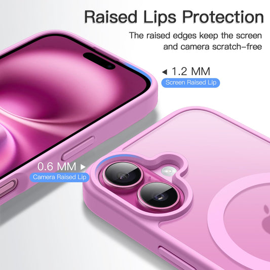 JETech Magnetic Case for iPhone 16 Plus 6.7-Inch Compatible with MagSafe, Translucent Matte Back Slim Shockproof Phone Cover (Pink)