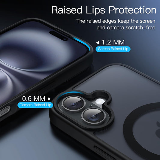 JETech Magnetic Case for iPhone 16 Plus 6.7-Inch Compatible with MagSafe, Translucent Matte Back Slim Shockproof Phone Cover (Black)