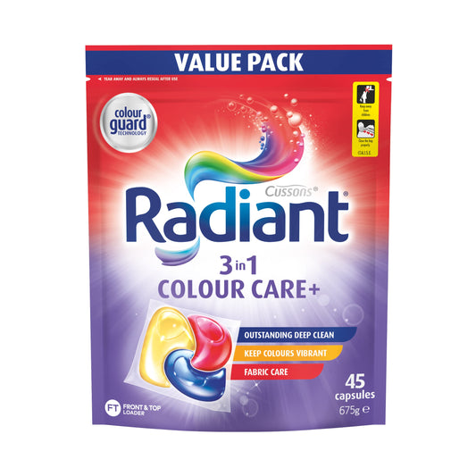 Radiant Colour Care 3 in 1 Laundry Detergent, 675 g (45 Capsules)