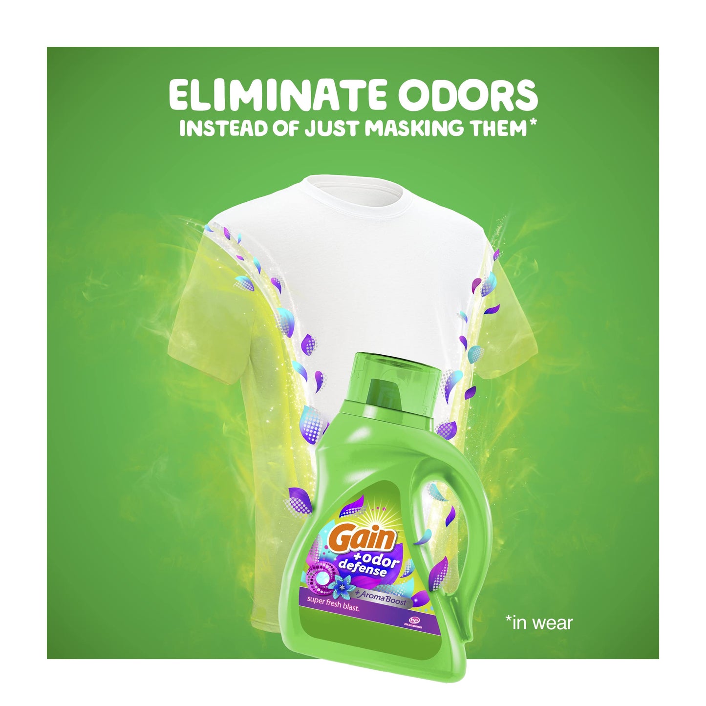 Gain + Odor Defense Liquid Laundry Detergent Super Fresh Blast Scent 154 fl oz 107 Loads HE Compatible (Pack of 2)