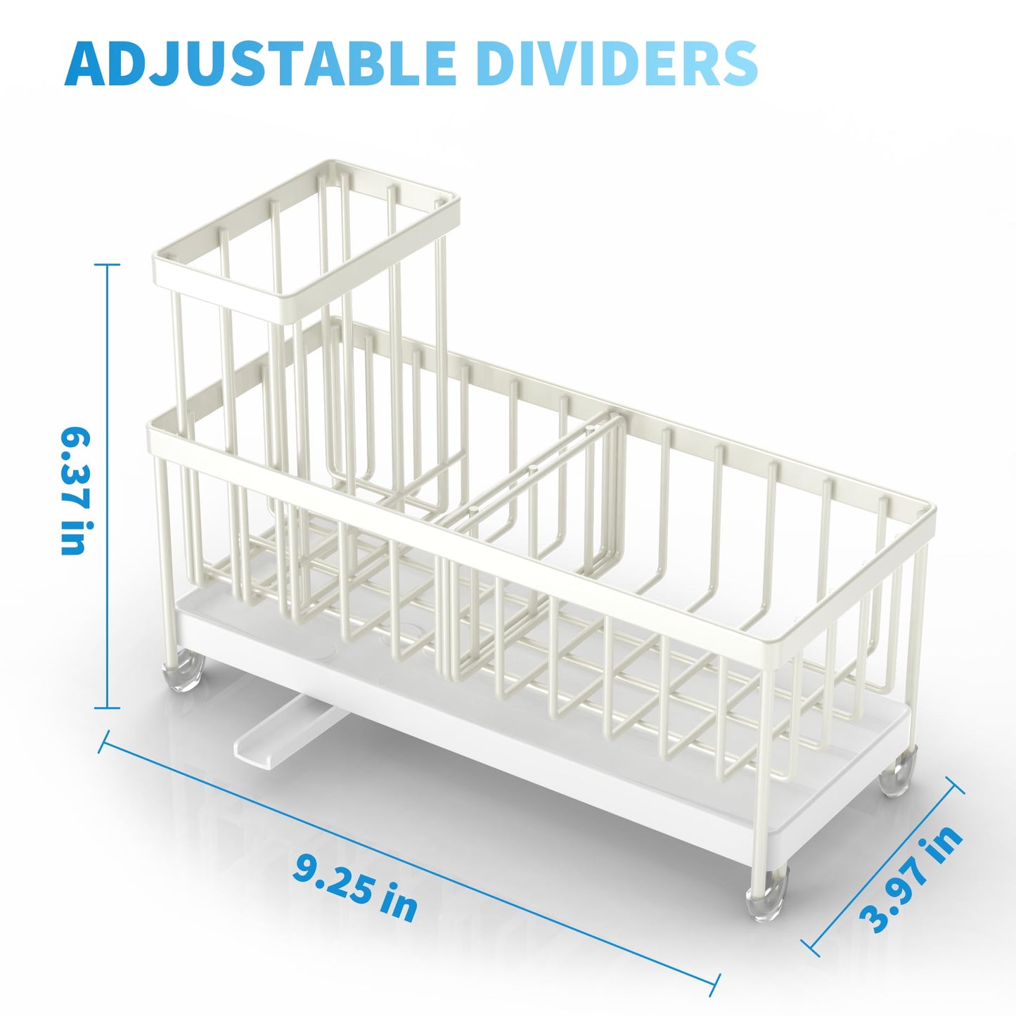 Cream Sponge Holder for Kitchen Sink, Sink Caddy Organizer with High Brush Holder, Kitchen Countertop Organizers and Storage Essentials, Rustproof 304 Stainless Steel, Soap Dispenser Organize