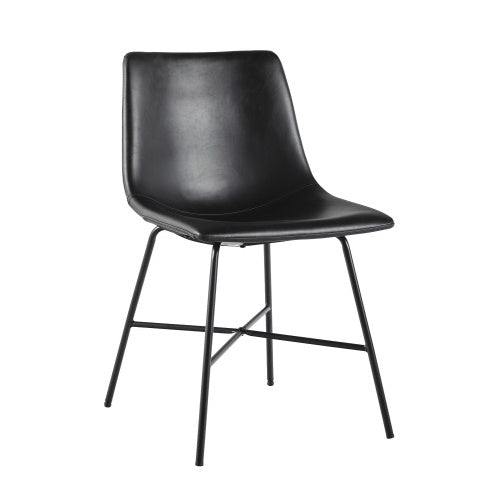 Modern Cushioned Dining Chair With Metal X-base