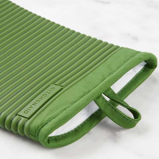 KitchenAid Ribbed Soft Silicone Oven Mitt 2-Pack Set, Mathca, 7.5"x13"