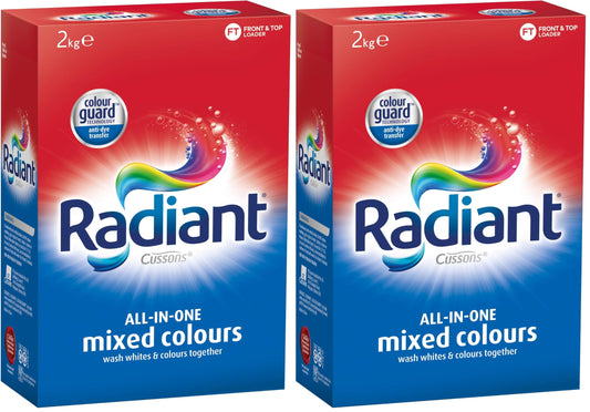 Radiant Washing Powder Laundry Detergent for Mixed Colours, 2kg (Pack of 2)