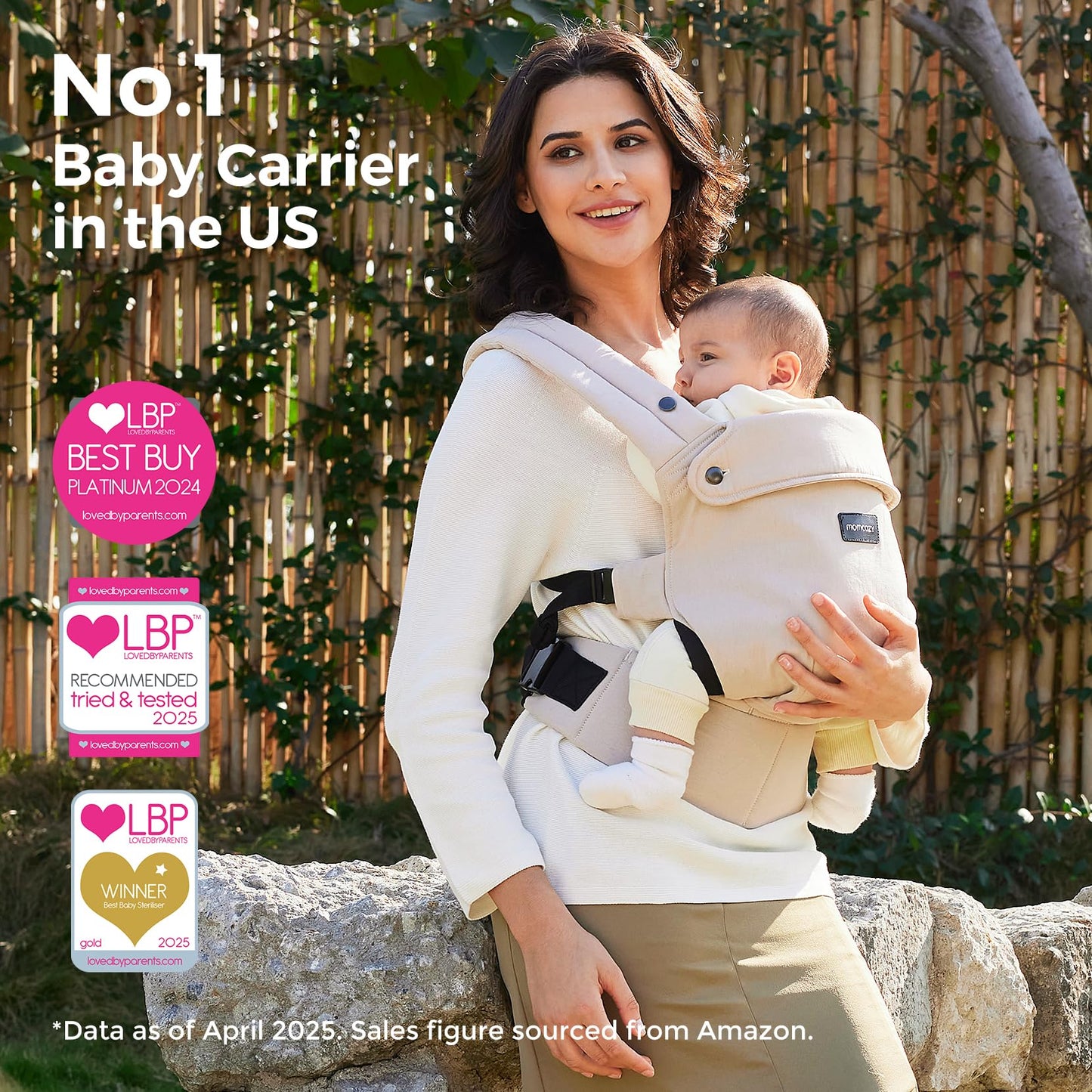 Momcozy Baby Carrier - Ergonomic, Cozy and Lightweight Carrier for 7-44lbs, Effortless to Put On, Ideal for Hands-Free Parenting, Enhanced Lumbar Support, Purehug for Infant to Toddler, Khaki