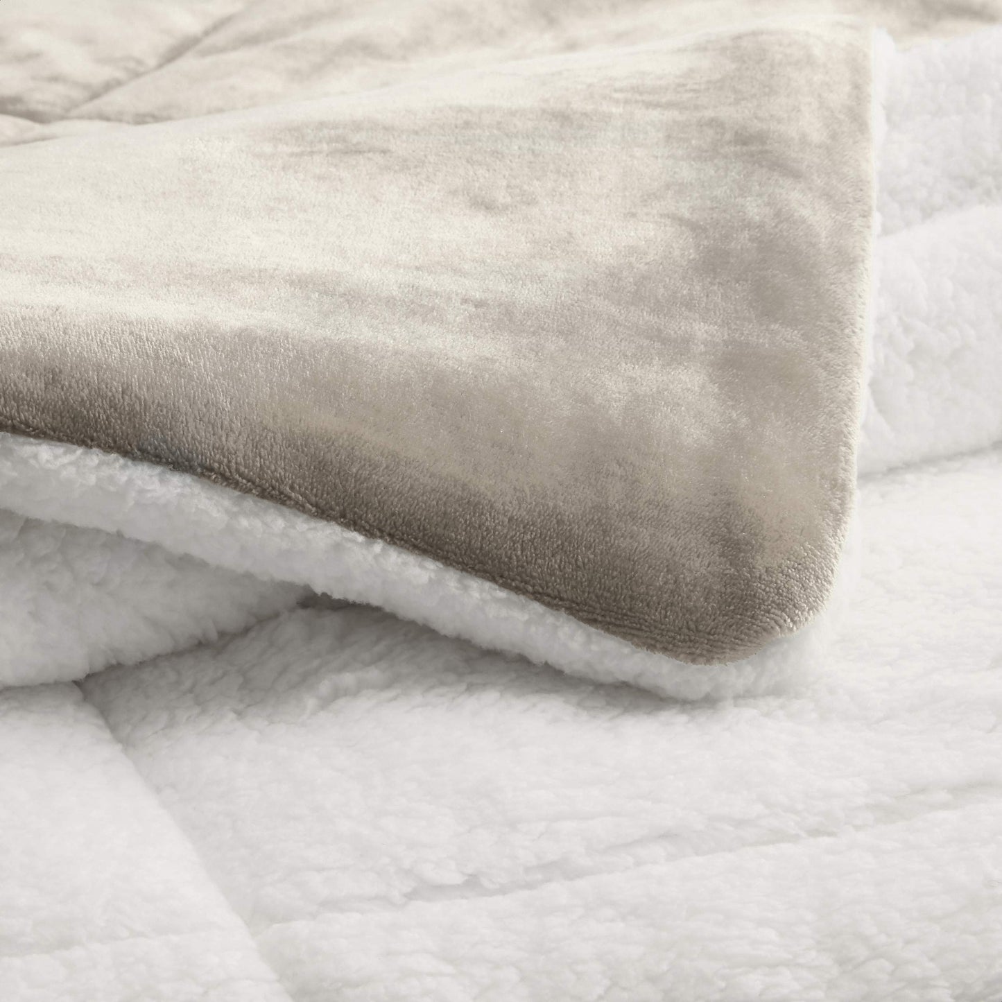 Ultra-Soft Micromink Sherpa Comforter Bed Set - Taupe, King